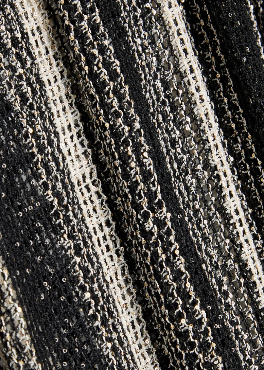 Striped open-knit kaftan cover-up