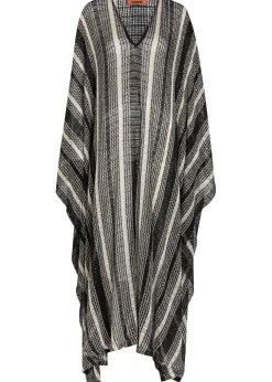 Striped open-knit kaftan cover-up