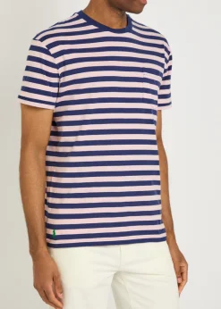 Striped patch pocket cotton T-shirt