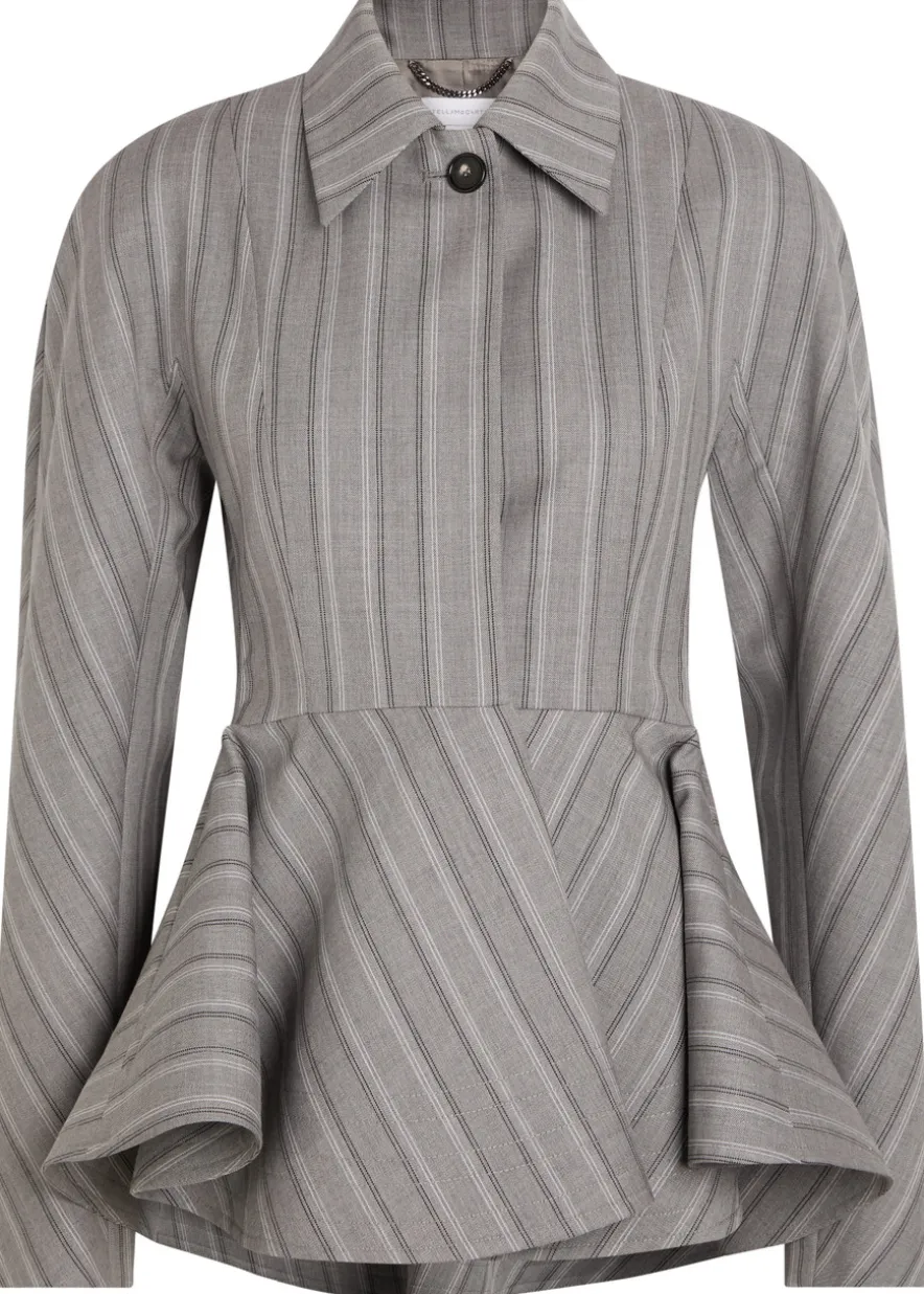 Striped peplum-hem wool jacket