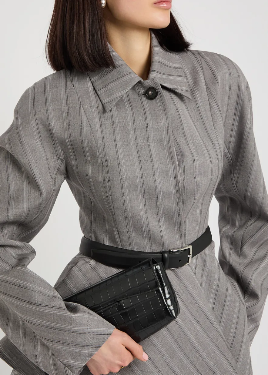 Striped peplum-hem wool jacket