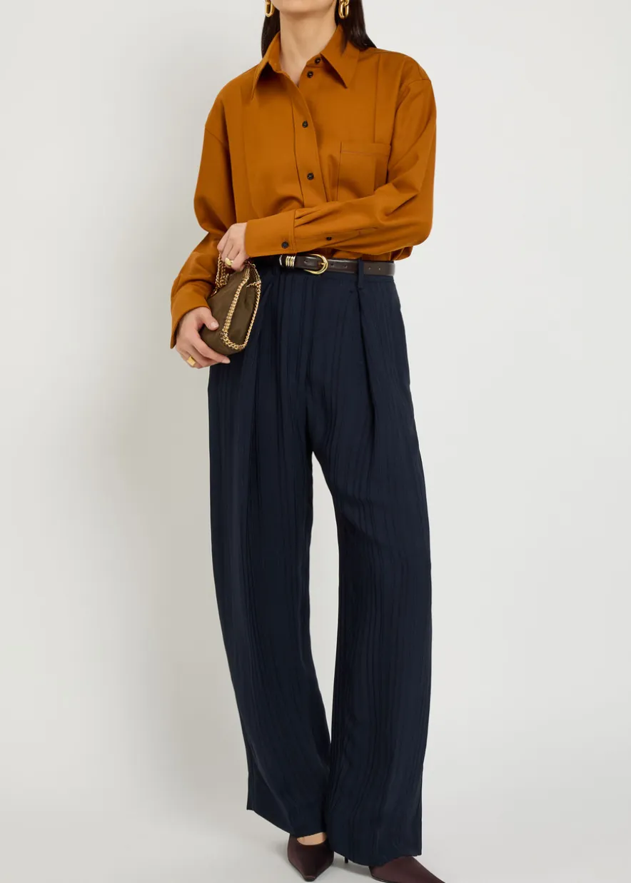 Striped straight-leg chiffon trousers