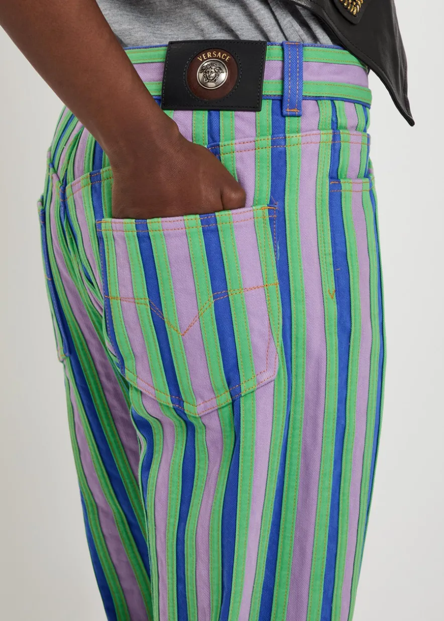 Striped straight-leg jeans