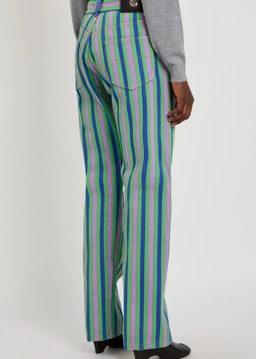 Striped straight-leg jeans