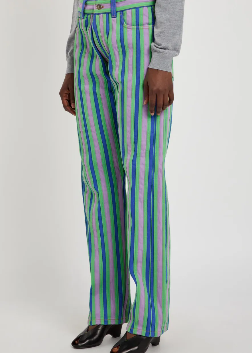 Striped straight-leg jeans