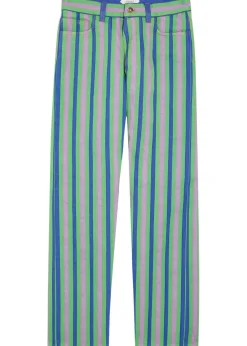 Striped straight-leg jeans