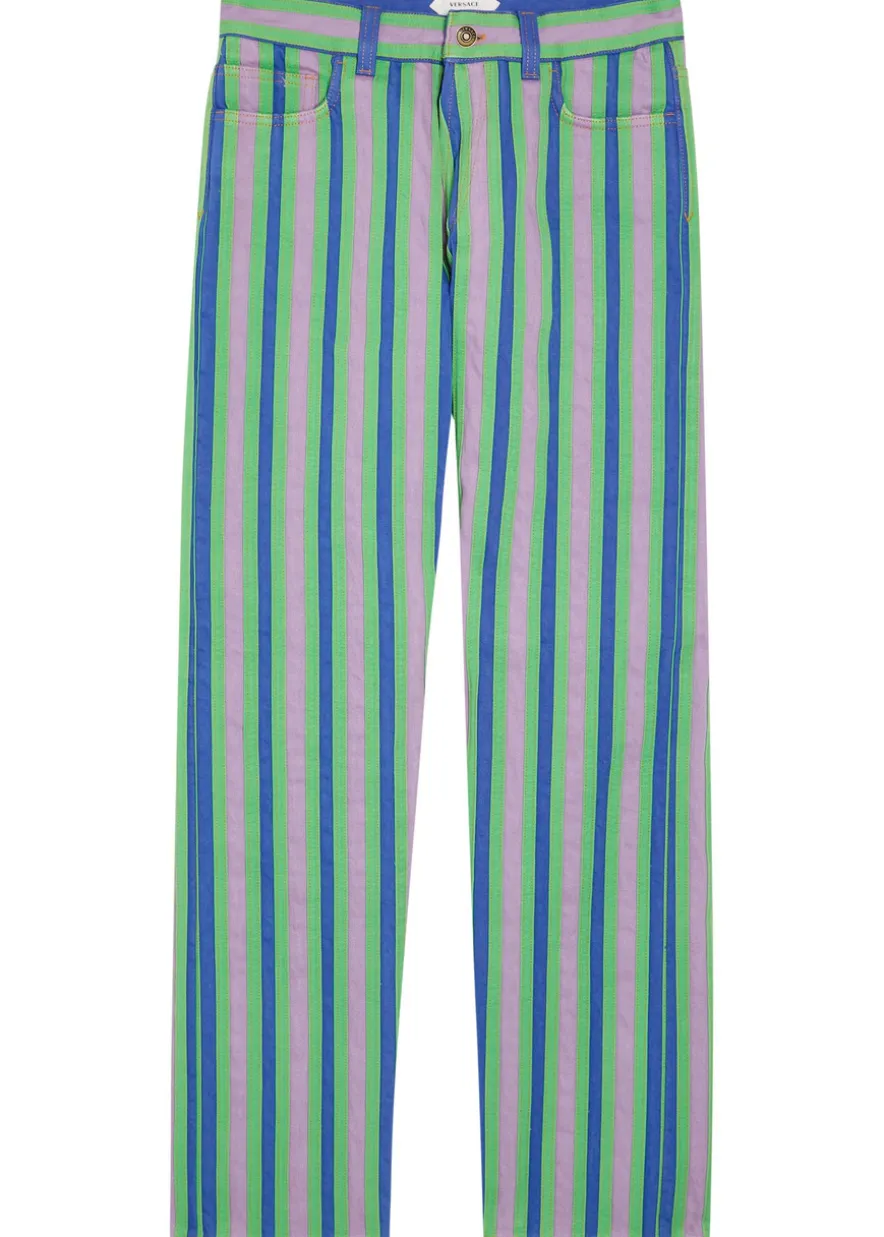 Striped straight-leg jeans