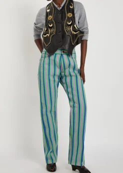 Striped straight-leg jeans