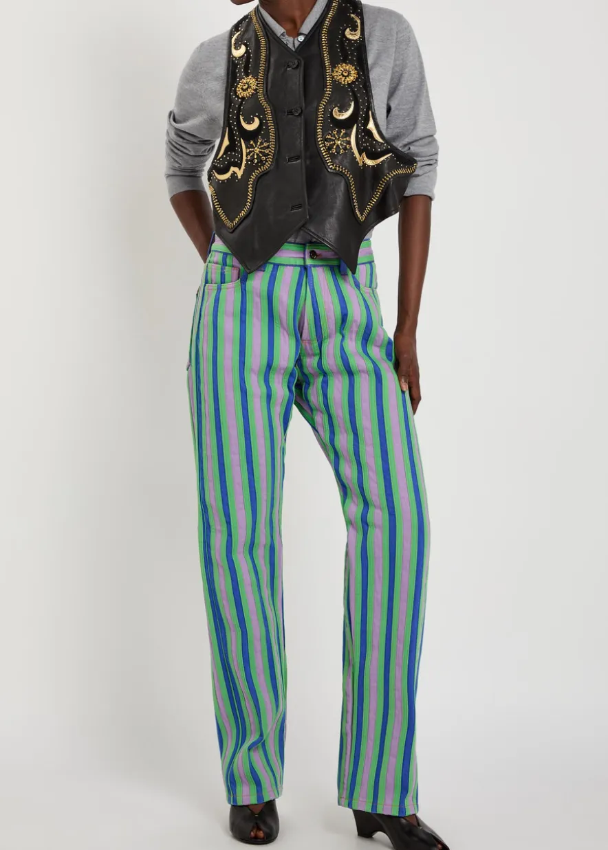 Striped straight-leg jeans