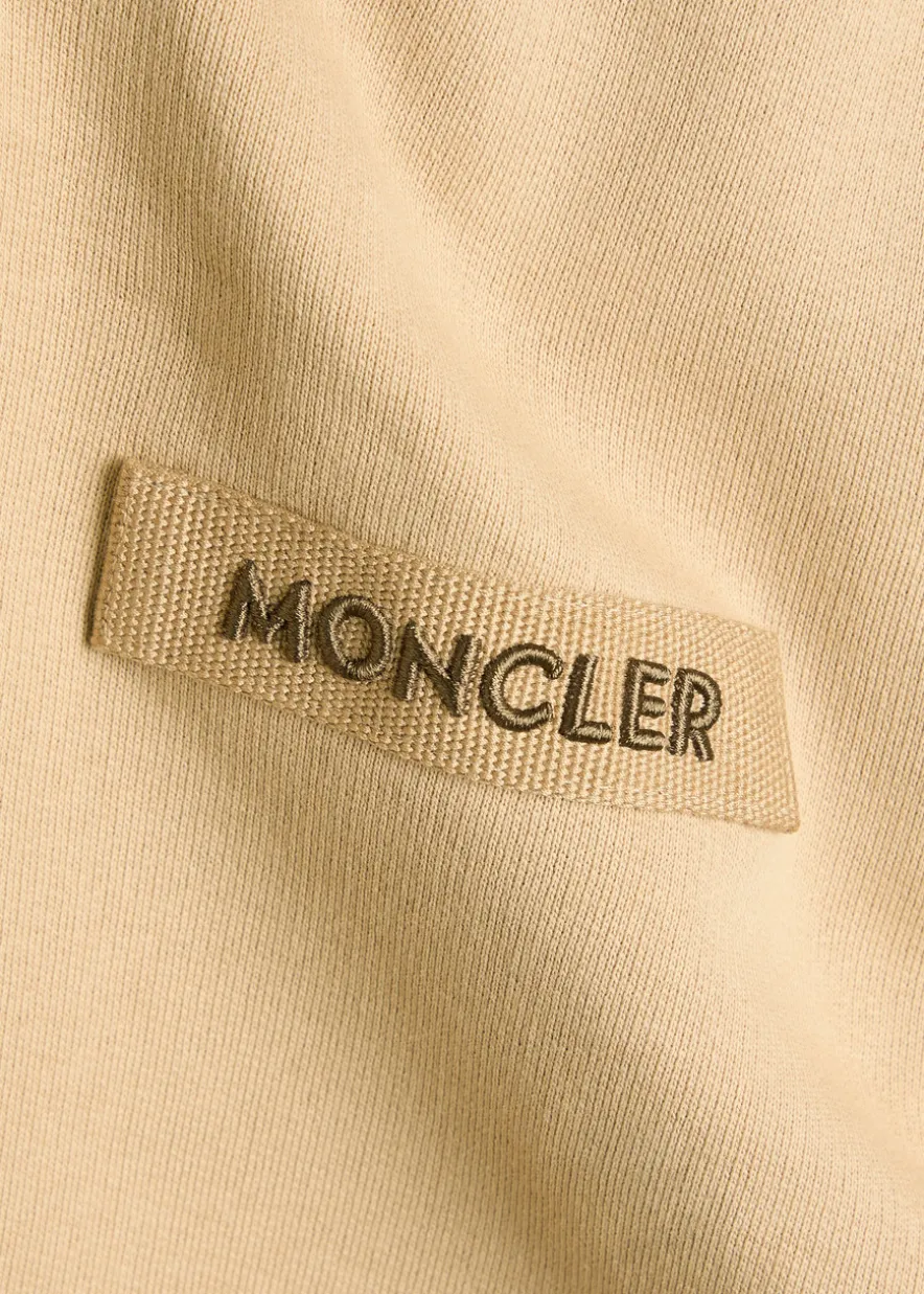 Striped-trim hooded cotton sweatshirt