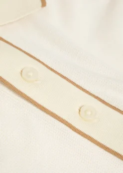 Striped-trim piqué cotton polo shirt