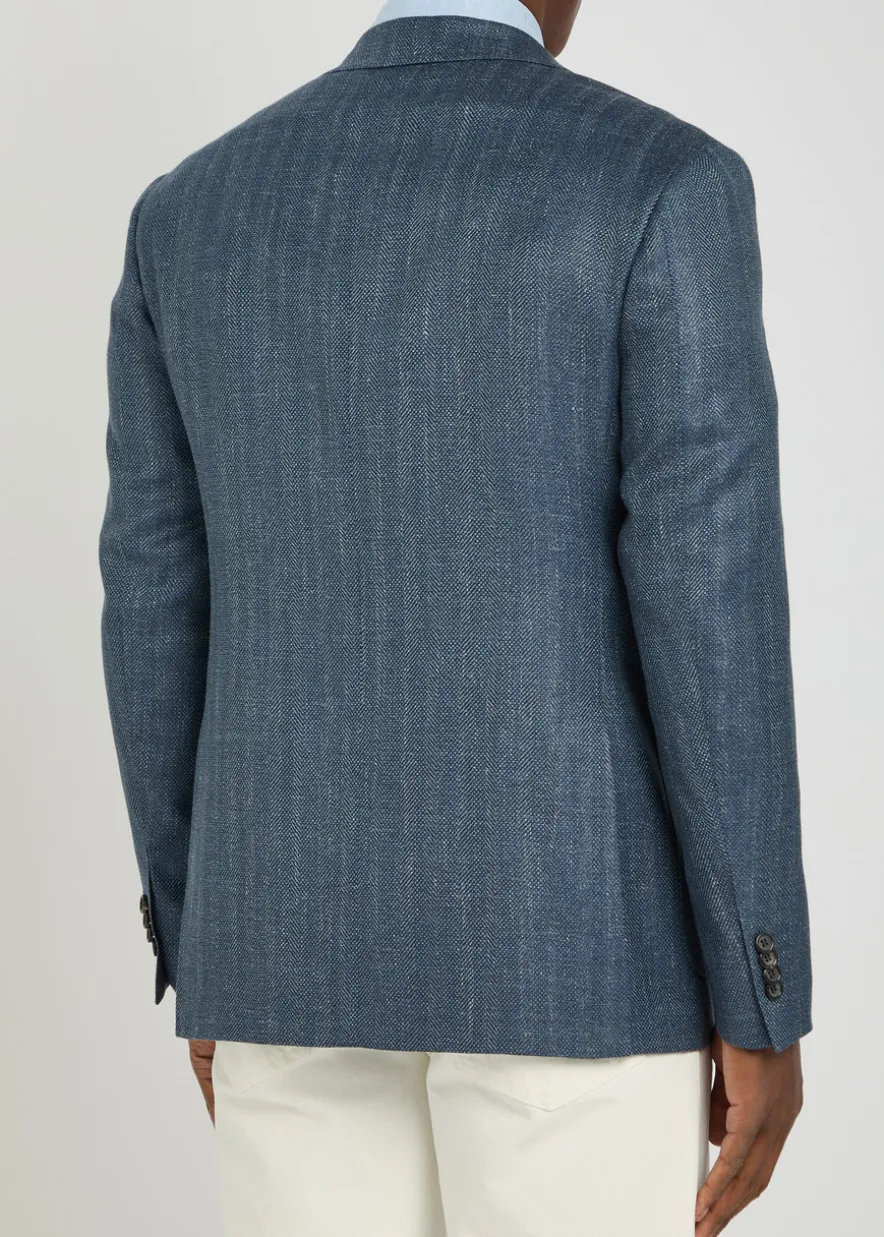 Striped wool and silk-blend blazer
