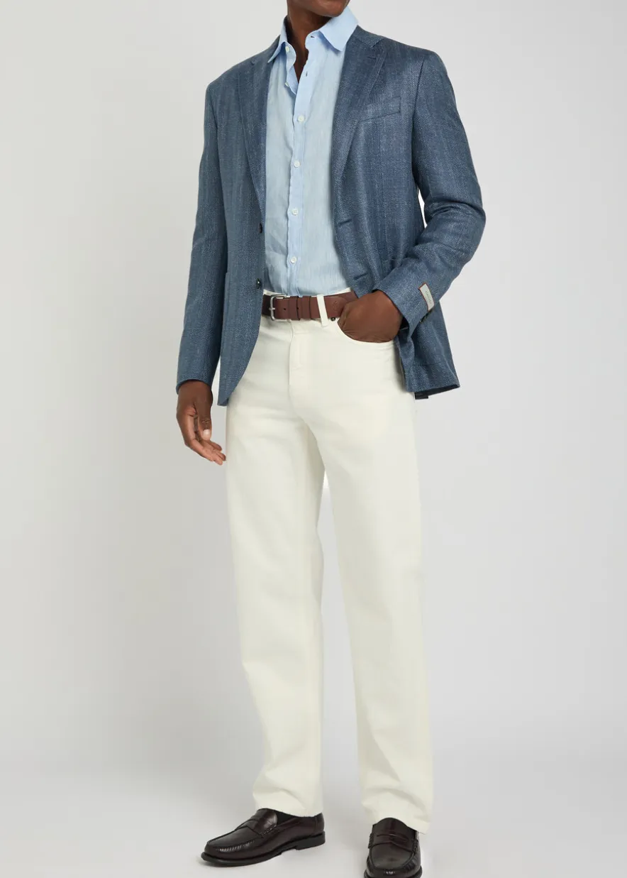 Striped wool and silk-blend blazer