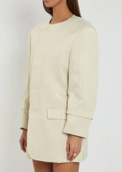 Striped wool-blend mini blazer dress
