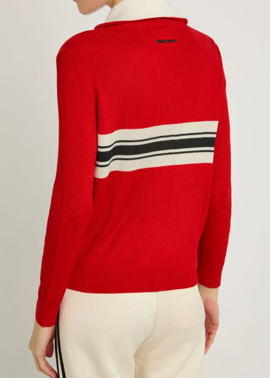 Stripe-intarsia knit cardigan