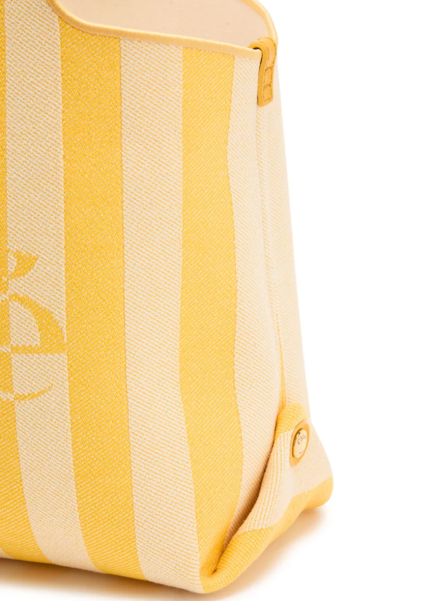 Stripy east-west canvas tote bag