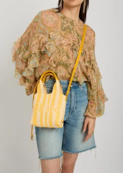 Stripy logo-jacquard canvas tote bag