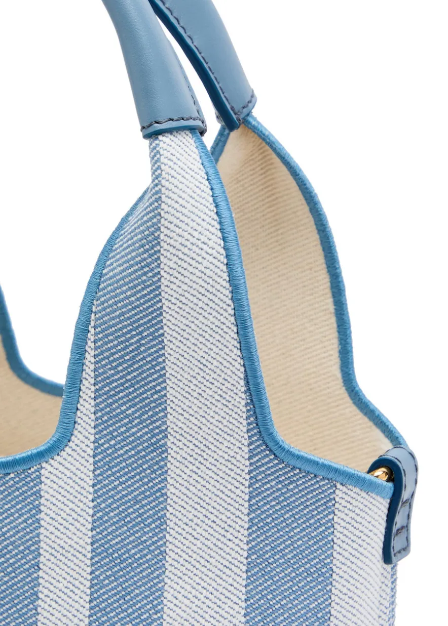Stripy logo-jacquard canvas tote bag