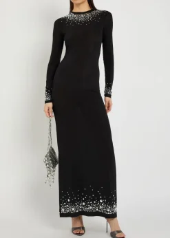 Stud-embellished stretch-jersey maxi dress
