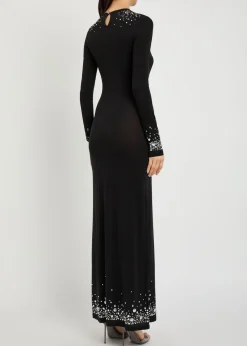 Stud-embellished stretch-jersey maxi dress