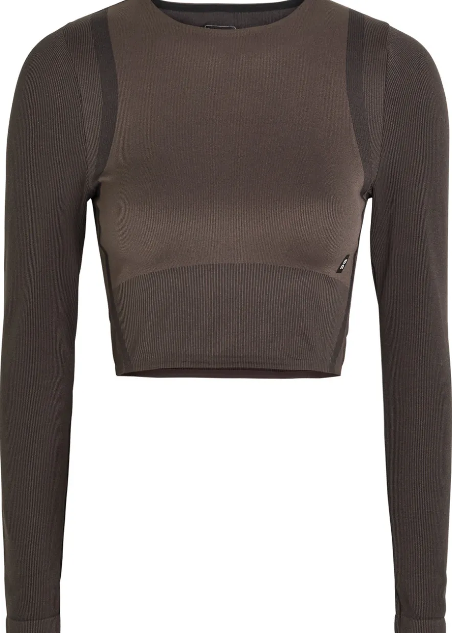 Studio ribbed-jacquard stretch-knit crop top