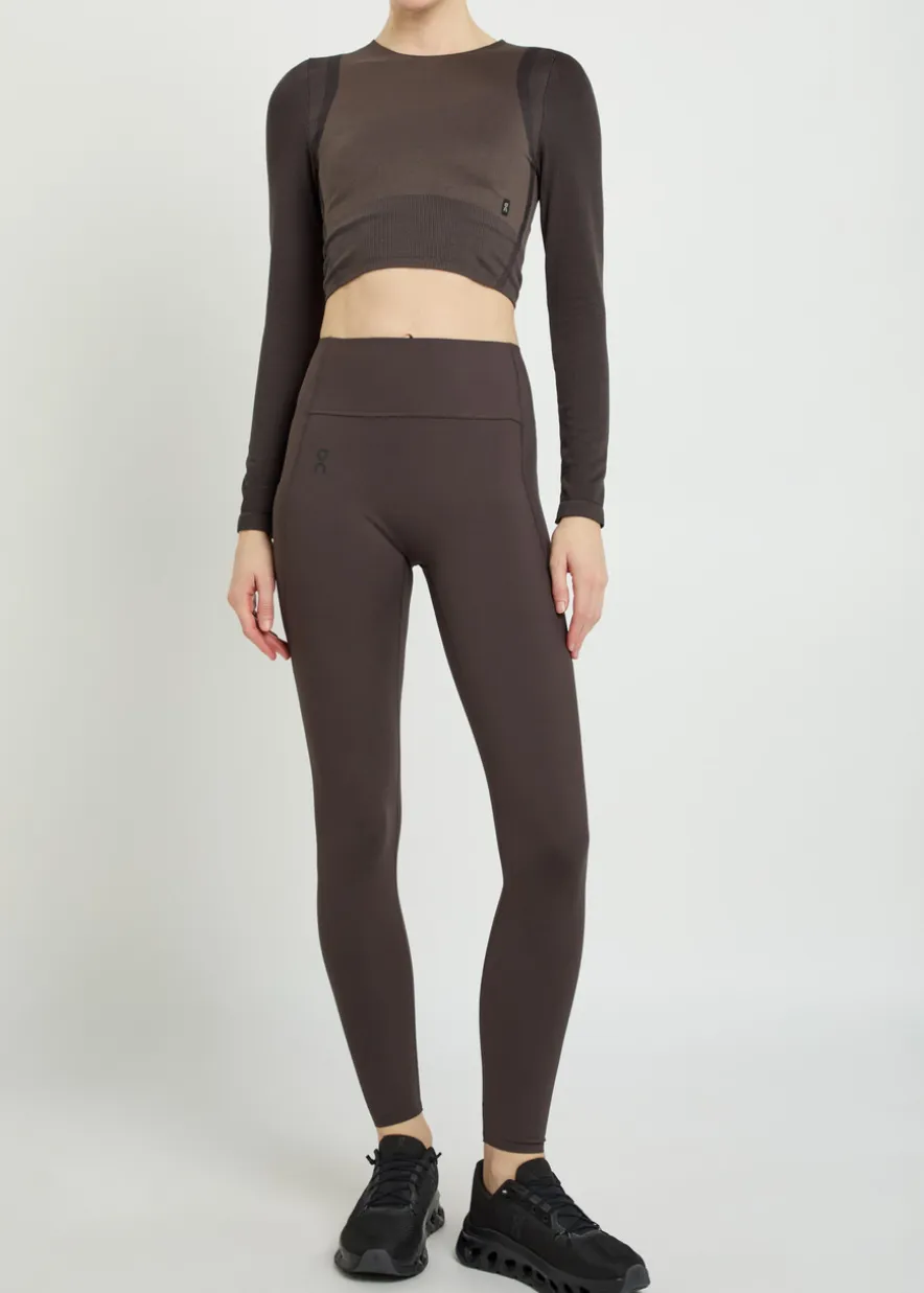 Studio ribbed-jacquard stretch-knit crop top