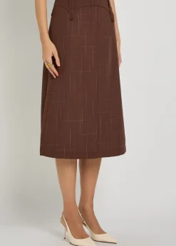 Subtle-check wool-blend midi skirt