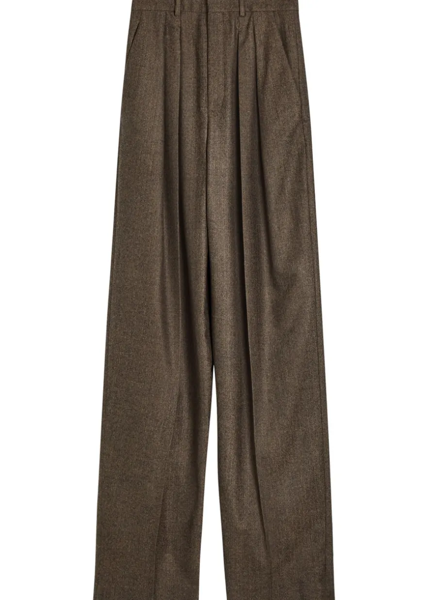 Subtle-chevron straight-leg wool trousers