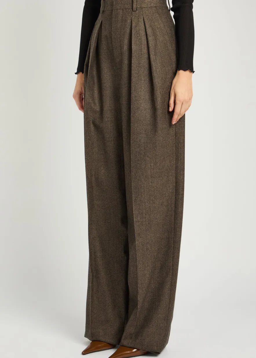 Subtle-chevron straight-leg wool trousers