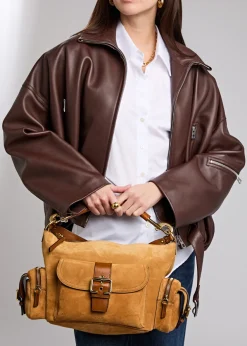 Suede camera bag