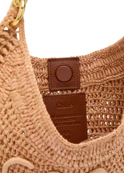 Summer Banana logo raffia shoulder bag