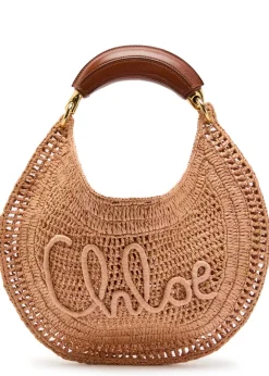 Summer Banana logo raffia shoulder bag