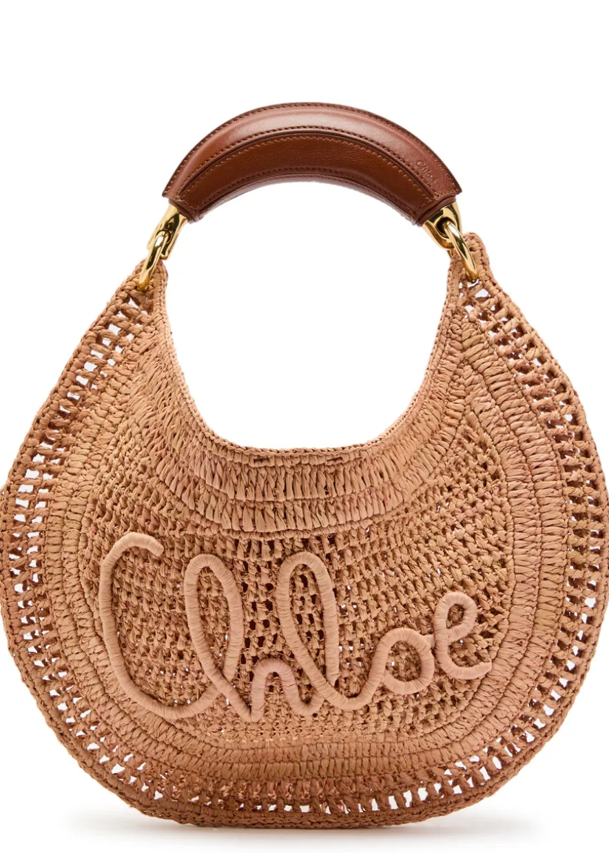 Summer Banana logo raffia shoulder bag