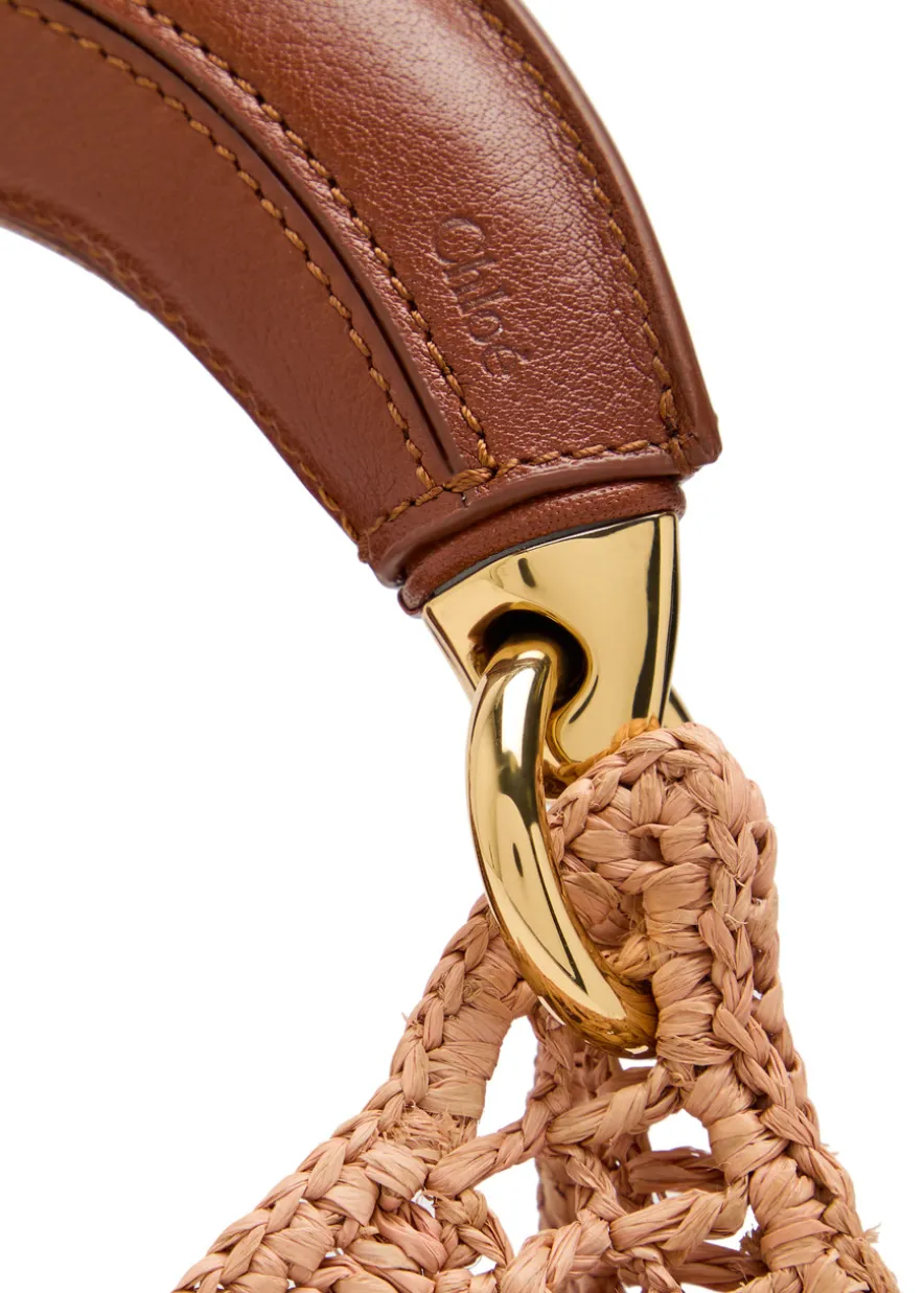Summer Banana logo raffia shoulder bag