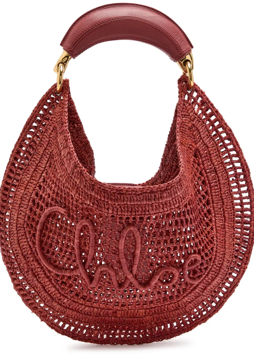 Summer Banana logo raffia shoulder bag