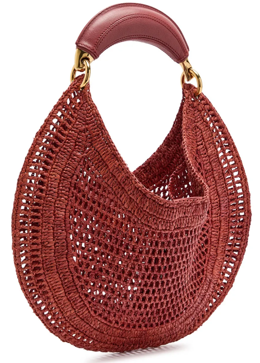 Summer Banana logo raffia shoulder bag
