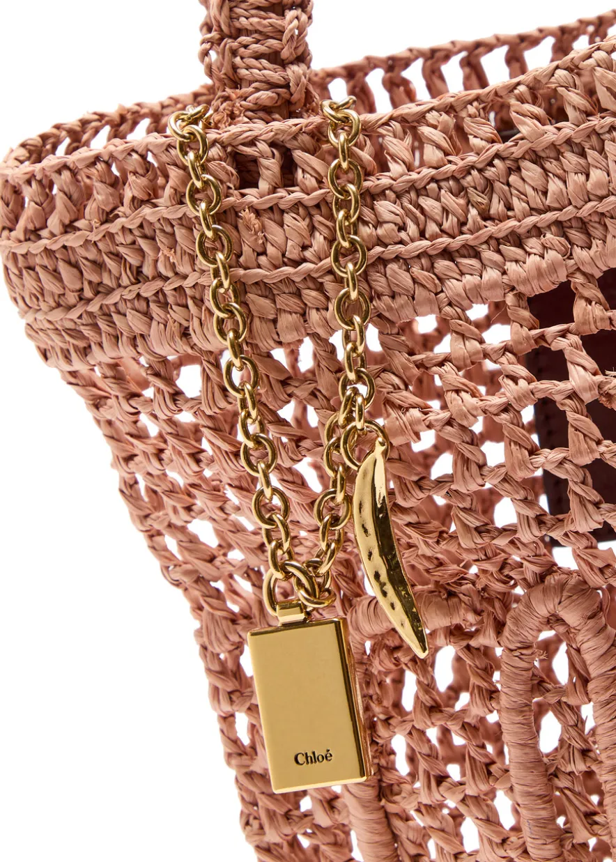 Summer Banana logo raffia tote