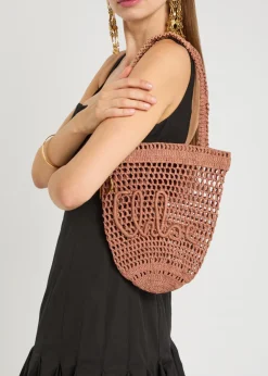 Summer Banana logo raffia tote