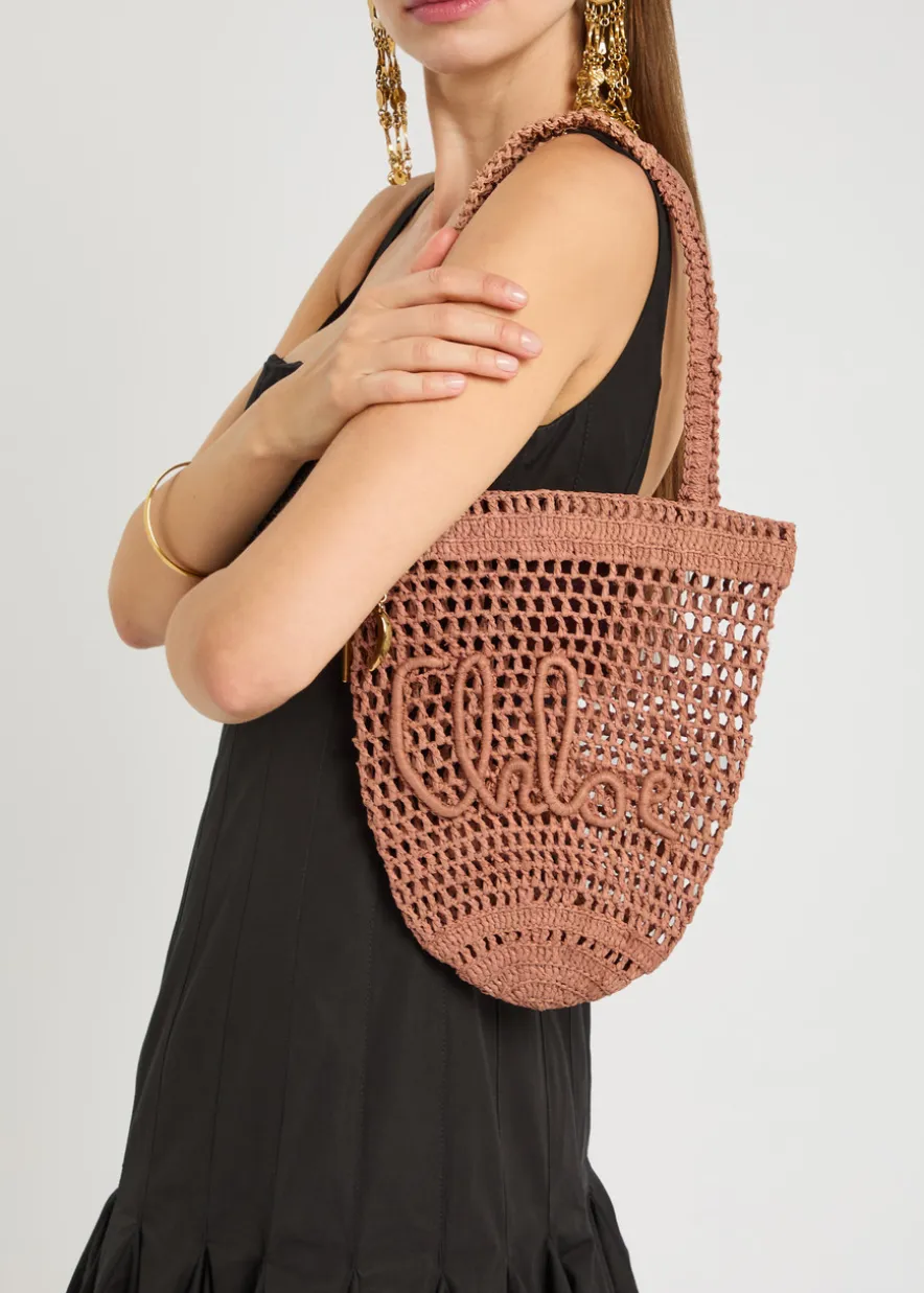Summer Banana logo raffia tote