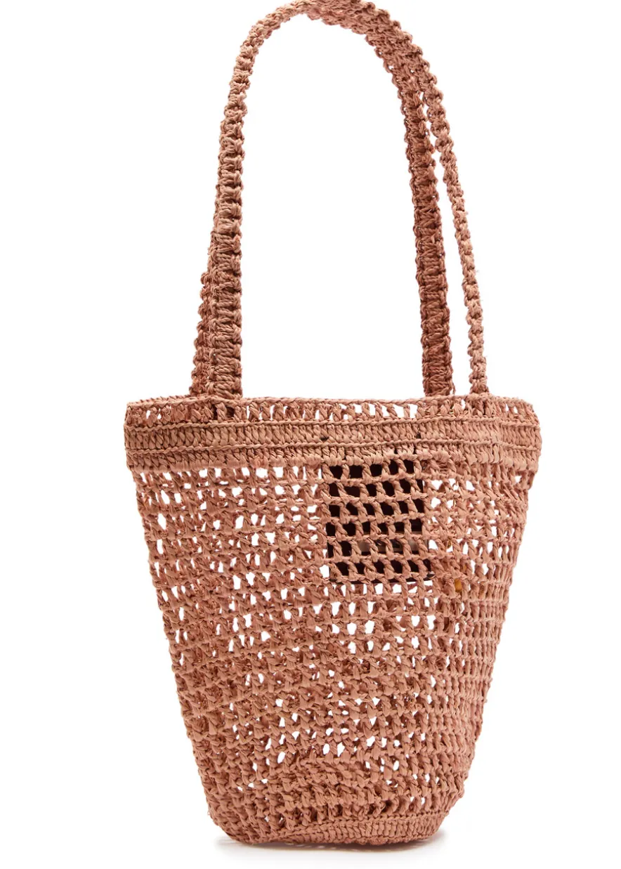 Summer Banana logo raffia tote