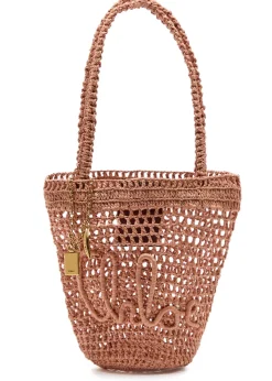 Summer Banana logo raffia tote