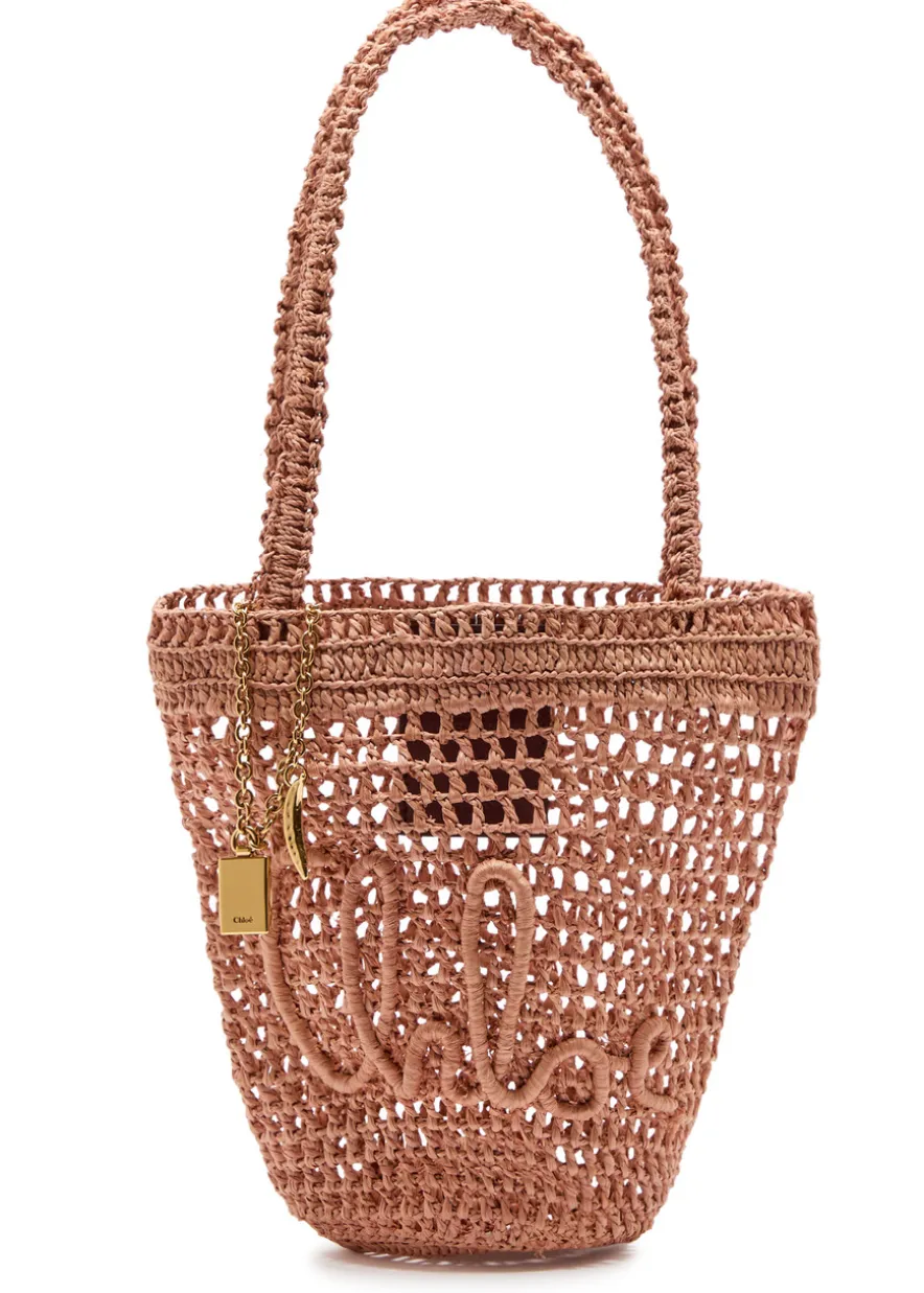Summer Banana logo raffia tote