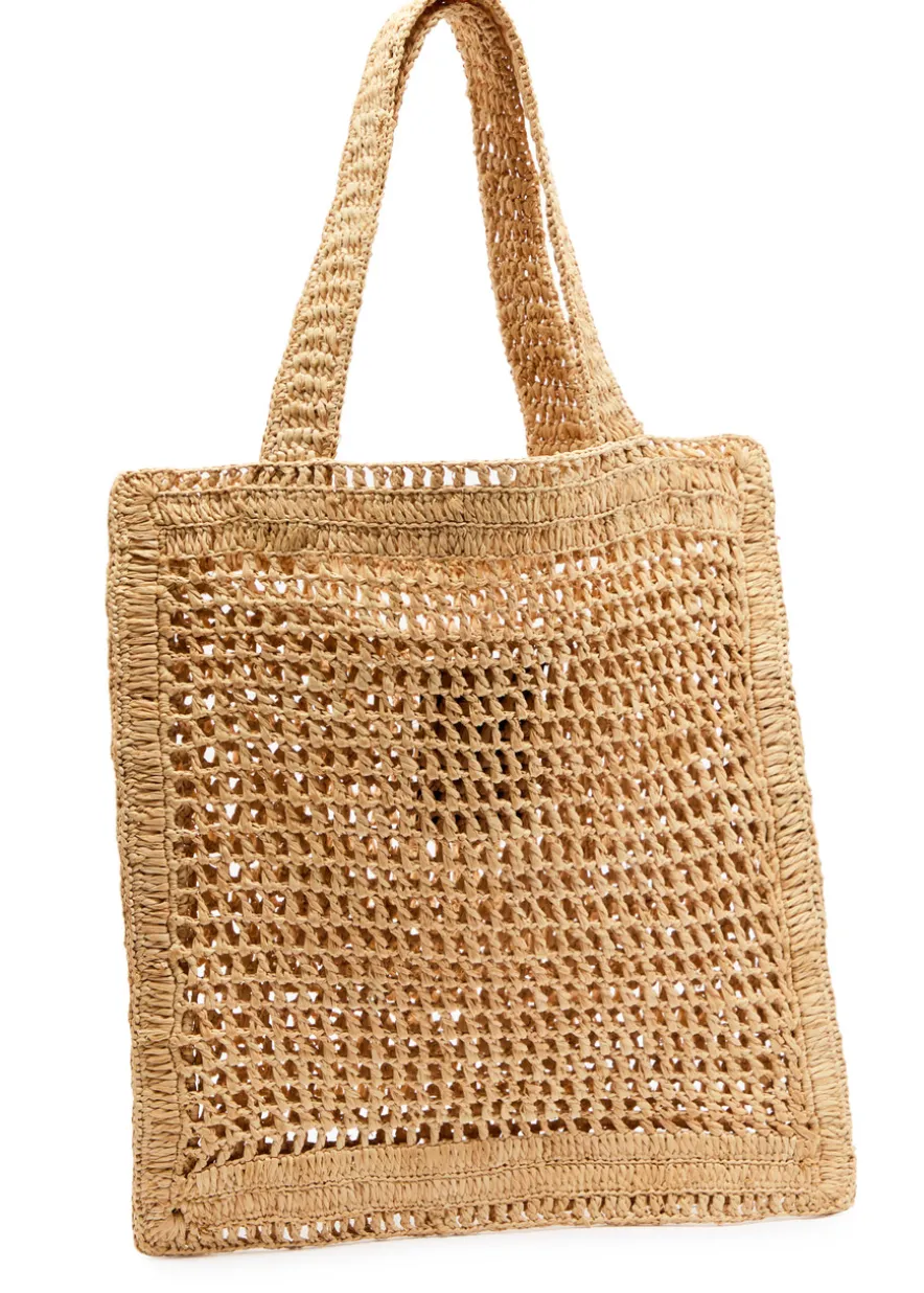 Summer Banana logo raffia tote