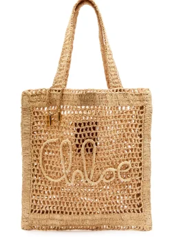 Summer Banana logo raffia tote