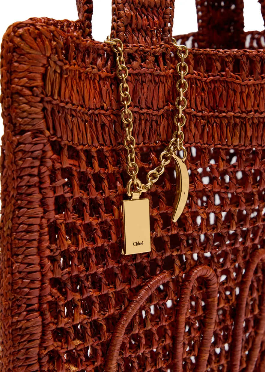 Summer Banana logo raffia tote