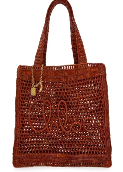 Summer Banana logo raffia tote