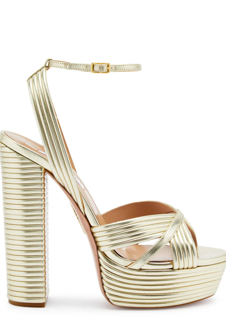Sundance 140 metallic leather platform sandals