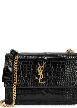 Sunset crocodile-effect shoulder bag