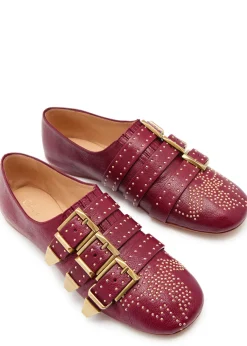 Susan stud-embellished grained leather flats