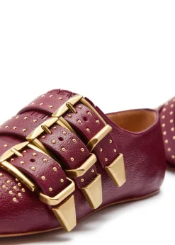 Susan stud-embellished grained leather flats